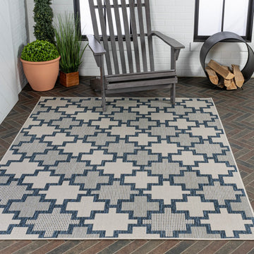 Cyrus Modern Geometric Tile Pattern Indoor/Outdoor Area Rug